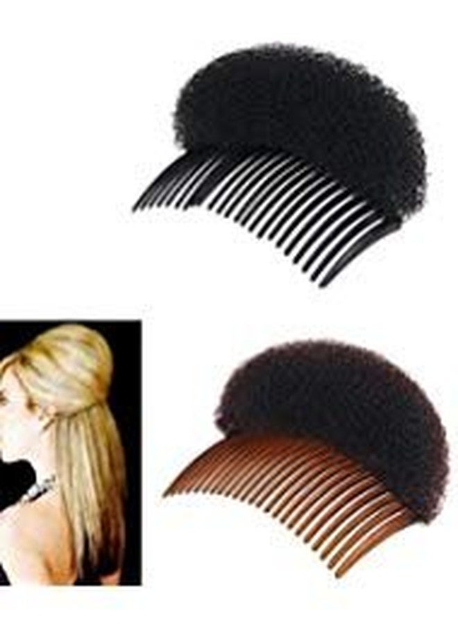 2Pices(1Black+1Brown) Women Bump It Up Volume Hair Base Styling Clip Stick Bum Maker Braid Insert Tool Hair Styler Party Hair Accessories with Comb