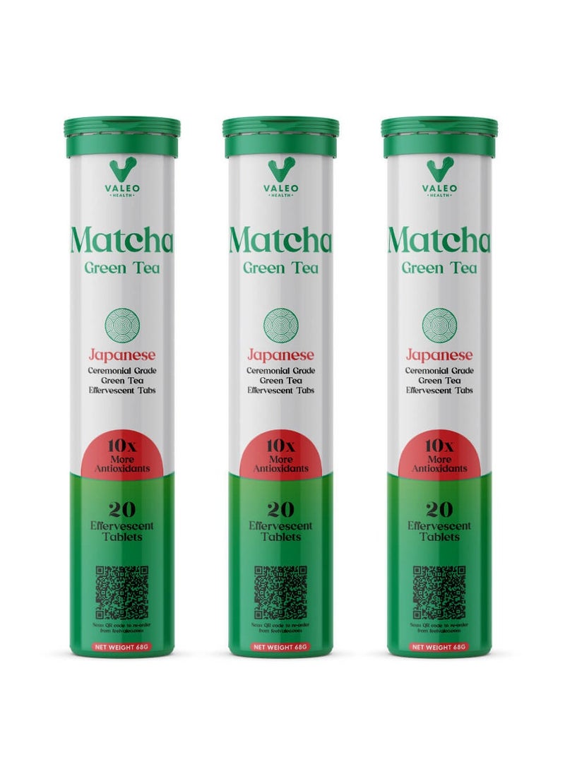 VALEO VALEO MATCHA GREEN TEA EFFERVESCENT TABS (20) |ORGANIC JAPANESE CEREMONIAL-GRADE MATCHA | INSTANT ENERGY BOOST, DETOX & GLOWING SKIN | PERFECT FOR LATTES, SMOOTHIES & ON-THE-GO WELLNESS Pack of 3 - pzsku/ZB46F455965473112AC64Z/45/_/1734104658/3a9be331-1b9a-4738-b5e5-b52267a1b36e