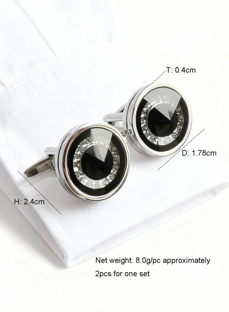 DB Innov. Cufflinks, Grey Black Design Cufflinks, 2 PCS for One Set Premium Copper Jewelry Specially Design for Men's Shirt Wedding Business Gift with Delicate Package Box. - Image 3