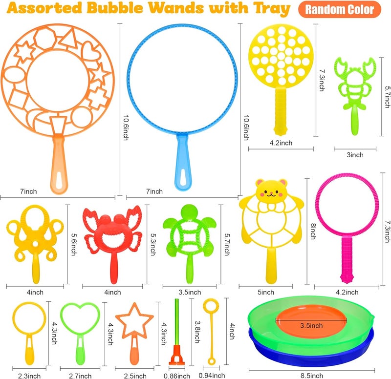 iShyan Bubble Wands Set for Kids,17 pcs Assorted Bubble Wands with Tray, Big Bubble Maker Wand for Kids Summer Outdoor Games,Birthday Party,Family Event,Gifts for Bubble Lovers - Image 2