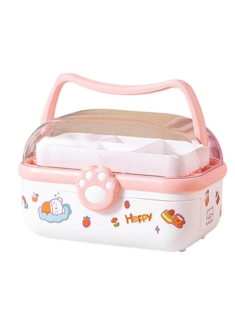 Zikra Cute Girls Hair Accessories Storage Organizer Box with Stickers, 3-Layers Plastic Hair Ties Holder Hair Clips Container Headbands Organizer, for Kids, Boys, Girls, Nursery, Closet, Bedroom, White - Image 1