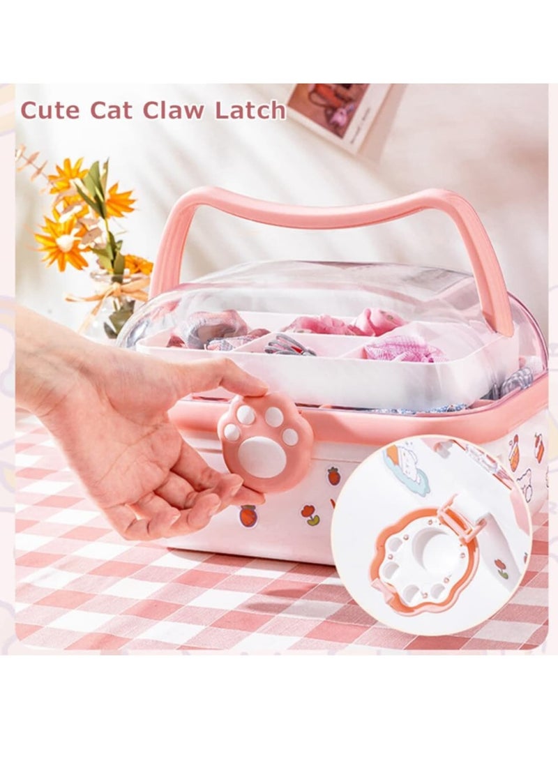 Zikra Cute Girls Hair Accessories Storage Organizer Box with Stickers, 3-Layers Plastic Hair Ties Holder Hair Clips Container Headbands Organizer, for Kids, Boys, Girls, Nursery, Closet, Bedroom, White - Image 4