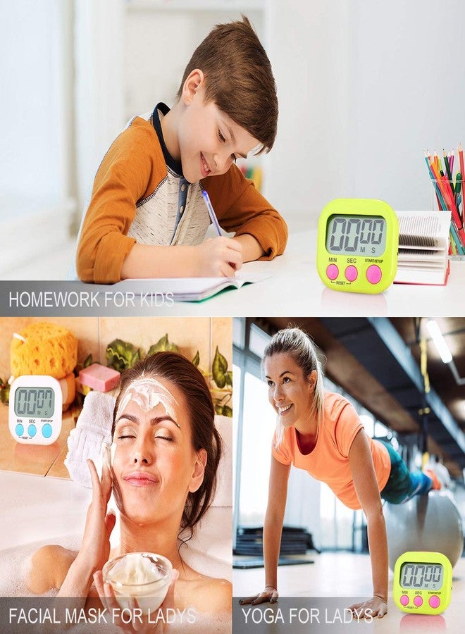MSART Kitchen Timer Digital for Teachers Kids Cooking with Magnetic and ON/Off Switch and Count Up Countdown, Stopwatch Timer with Stand/Hook, Simple Operation, 2 Pack, White and Green - Image 2