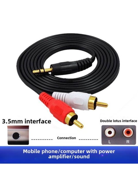 Turn Double Lotus Head Mobile Phone Computer Earphone Speaker Ring Power Amplifier Connection Video Line Audio One-two Output 3.5-Colour:One Supports Two  Multiple People Purchase-Length:1 Pack