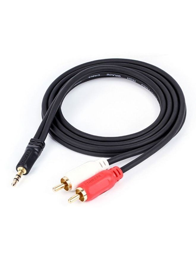 Turn Double Lotus Head Mobile Phone Computer Earphone Speaker Ring Power Amplifier Connection Video Line Audio One-two Output 3.5-Colour:One Supports Two  Multiple People Purchase-Length:1 Pack