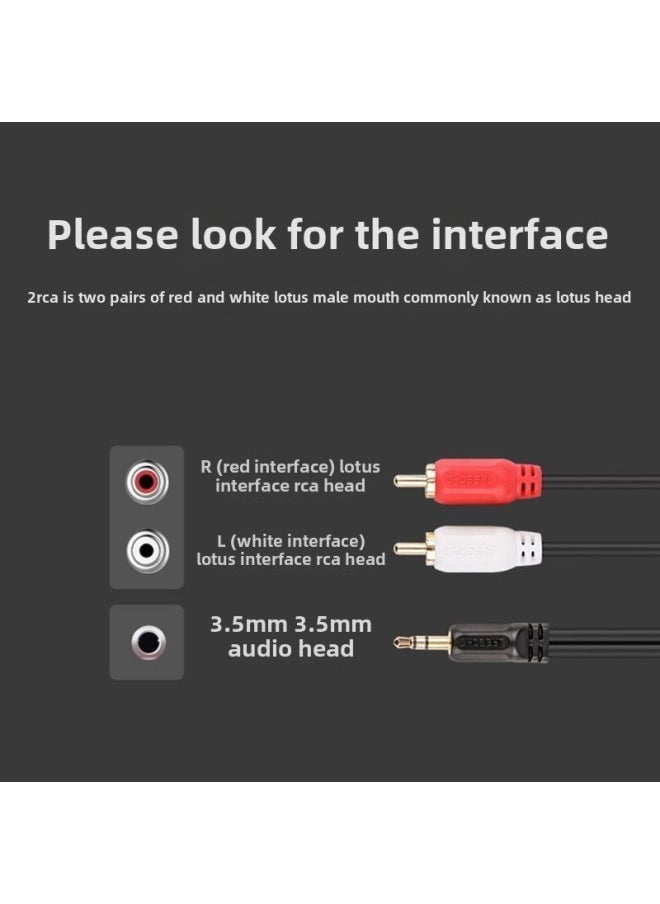 Turn Double Lotus Head Mobile Phone Computer Earphone Speaker Ring Power Amplifier Connection Video Line Audio One-two Output 3.5-Colour:One Supports Two  Multiple People Purchase-Length:1 Pack
