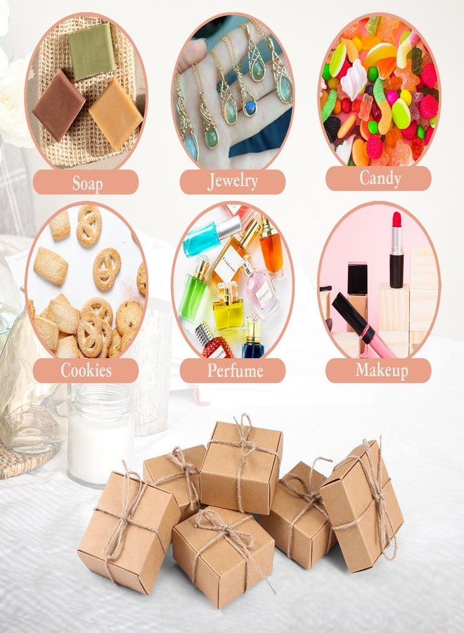 Naler 24 Pcs Small Gift Boxes with Ribbon - 3x3x1.2in Mini Kraft Boxes for Crafts, Sturdy Cardboard Boxes for Packaging Small Business, Handmade Jewelry, Party Favors(Brown - Image 3