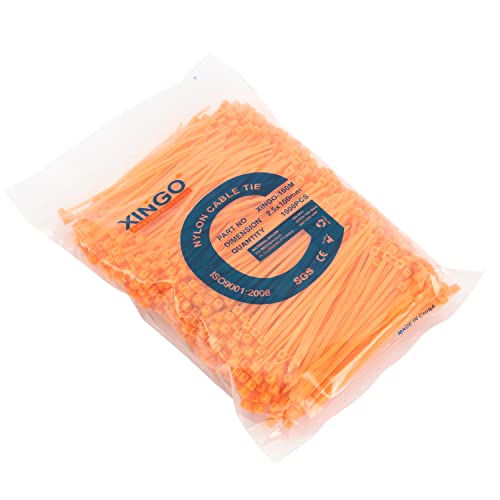 XINGO 1000 PCS 4 inch Orange Zip Ties, 18lb Strength, Small Tie Wraps Self-Locking Nylon Zip Ties for Indoor and Outdoor Use - Image 2