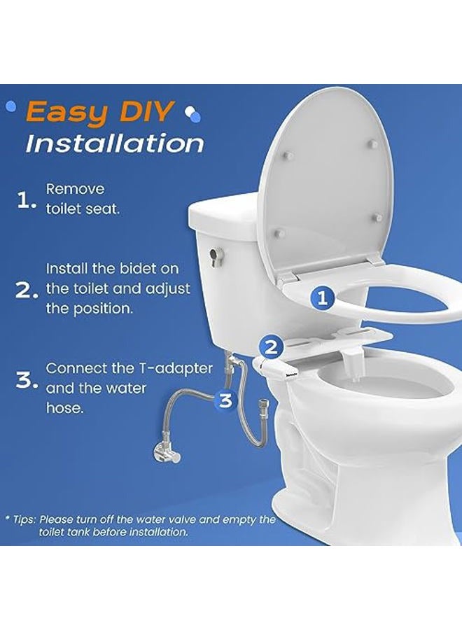SAMODRA Ultra-Slim Bidet Attachment for Toilet - Self Cleaning Nozzle Hygienic Bidets for Existing Toilets - Adjustable Water Pressure Fresh Water Sprayer Toilet Bidet - Easy to Install - Image 5