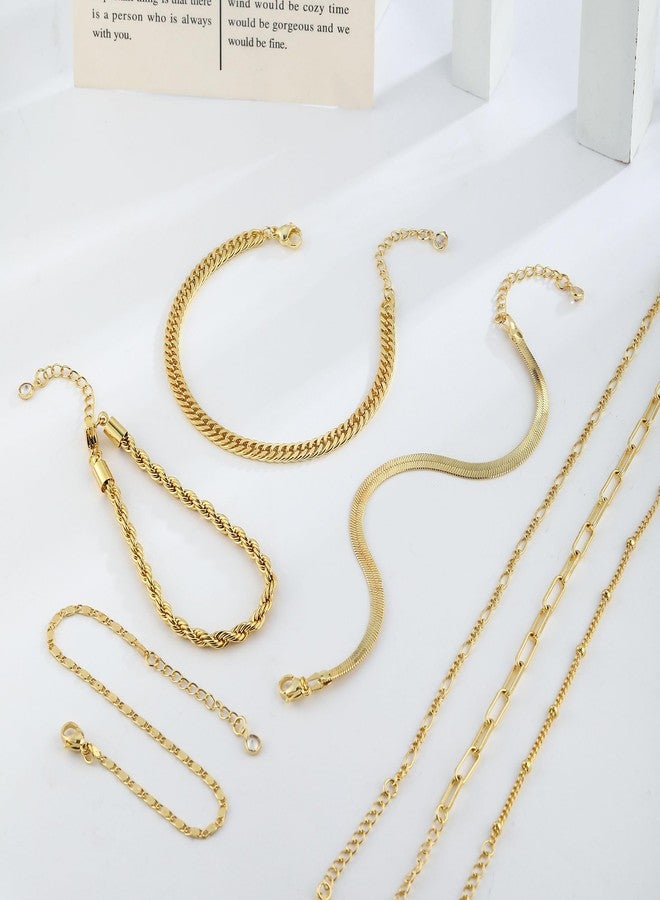 BERISO Gold Bracelets for Women, Elegant Adjustable 14K Gold Plated Bracelet for Women, Trendy Minimalist Dainty Gold Bracelet for Everyday Wear, 7layer B0248-GD, Brass, no gemstone - Image 5