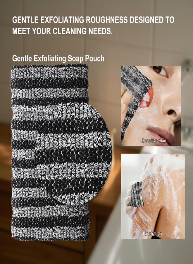 Beiskll 4 Pack Soap Bag Gentle Exfoliating,Bar Soap Pouch Saver Pocket,Body Scrubber Shower Bath Sponge Loofah (Grey) - Image 3