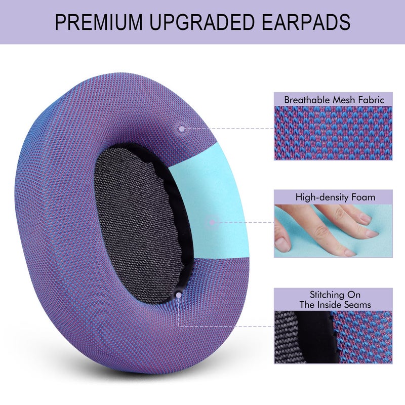 G GVOEARS Replacement Ear Pads for SteelSeries Arctis 1/3 / 5/7 / 7+ / 7P / 7P+ / 7X / 7X+ / 9 / 9X / Pro/Prime (Do Not Fit Any Arctis Nova) Headset, Mesh Fabric Cushions with High-Density Foam - Purple - Image 3