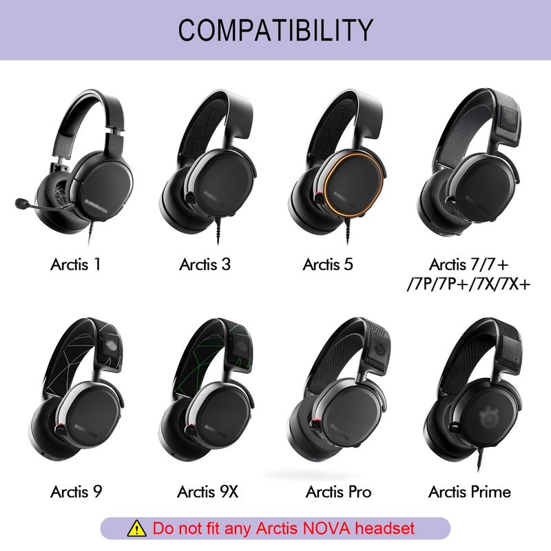G GVOEARS Replacement Ear Pads for SteelSeries Arctis 1/3 / 5/7 / 7+ / 7P / 7P+ / 7X / 7X+ / 9 / 9X / Pro/Prime (Do Not Fit Any Arctis Nova) Headset, Mesh Fabric Cushions with High-Density Foam - Purple - Image 2