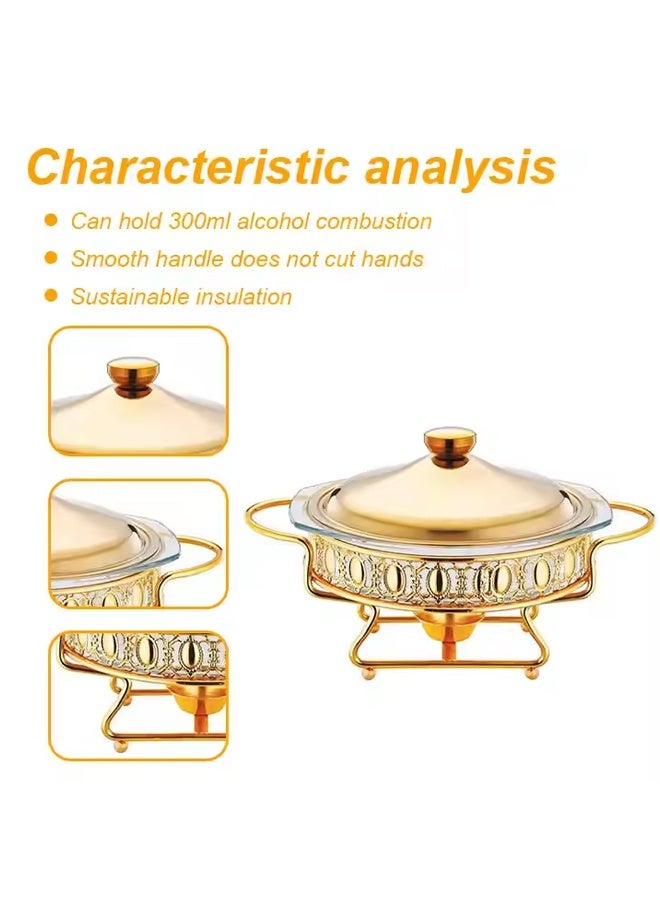 Buffet Serveware Food Warmers Chafing Dish Buffet Buffet Stove Stainless Steel Chafing Dish Buffet Set Hot Pot With Lid And Built-In Lid Holder Stainless Steel Food Warmer Food Warmer With Stand And Burner Round Stainless Steel Food Warming Tray For Parties Dinners And Catering  2L Gold - Image 4