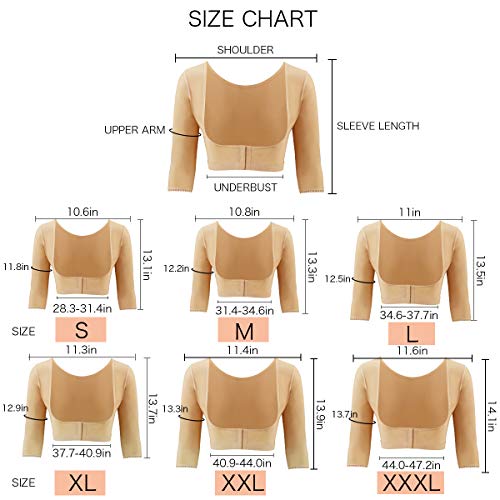 woahee Women's Arm Shaper Plus Size Arm Faja Compression Sleeve Garment Post Surgical Arm Shapewear Nude Medium - Image 4