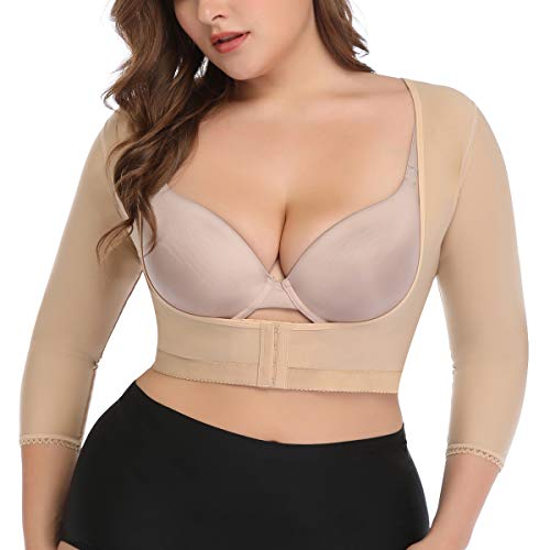 woahee Women's Arm Shaper Plus Size Arm Faja Compression Sleeve Garment Post Surgical Arm Shapewear Nude Medium - Image 1