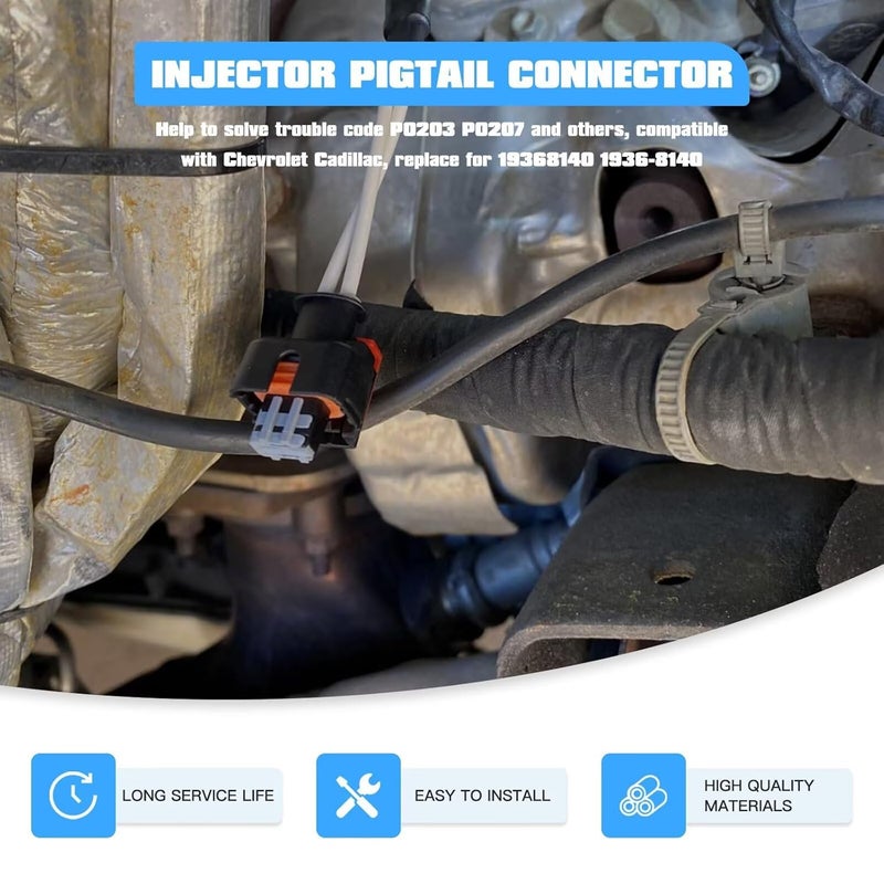 موصل حاقن الوقود المحسّن 2X مع ذيل الخنزير متوافق مع كانيون 2020-2021 - #19368140 1936-8140 يستبدل الرمز PT3739 P0203 P0207 - Image 3