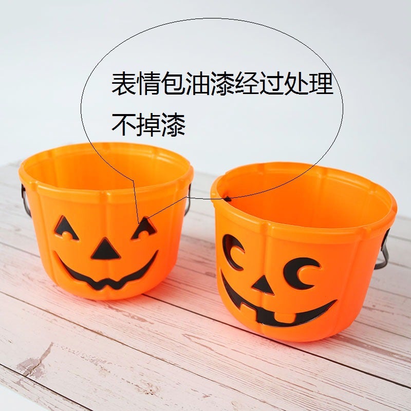 Purple Lin Spot Halloween Props Blow Pumpkin Straight Bucket Basket Halloween Pumpkin Bucket Candy Bucket - Image 4