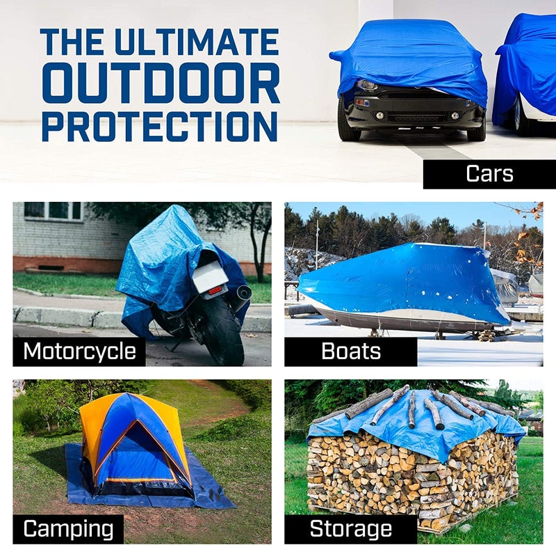 B-Air Grizzly Tarps by B-Air 20' x 30' Large Multi-Purpose Waterproof Heavy Duty Poly Tarp with Grommets Every 36", 8x8 Weave, 5 Mil Thick, for Home, Boats, Cars, Camping, Protective Cover, Blue - Image 3