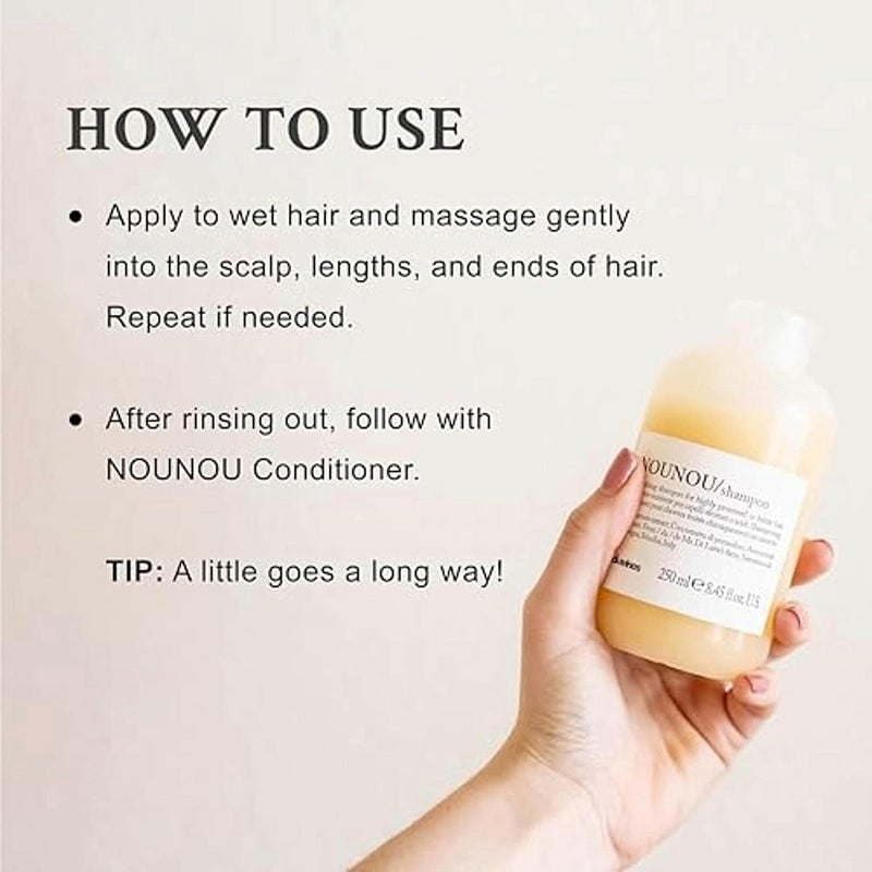 Davines شامبو دافينز نونو المرطب العميق للشعر المصبوغ والمجفف والمسترخي والتالف أو الشعر الجاف للغاية يغذي الشعر المعالج كيميائيًا 250 مل - Image 4