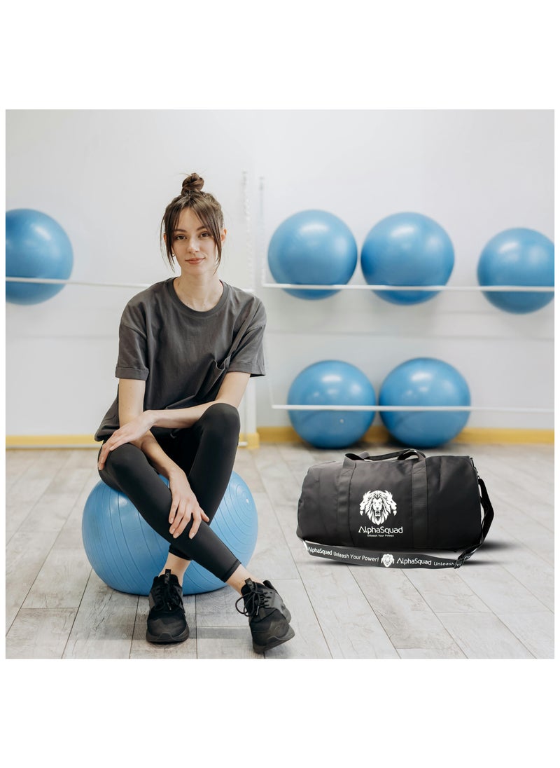 AlphaSquad AlphaSquad Premium Sports Bag with Shoes Compartment, Gym Bag with Waterproof Pocket for Towels, Travel Duffel Bag for Men and Women, Black  - Image 4