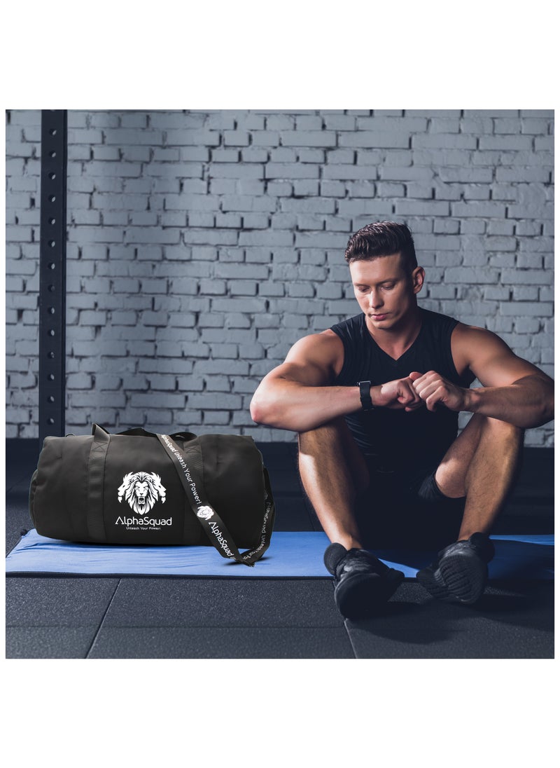 AlphaSquad AlphaSquad Premium Sports Bag with Shoes Compartment, Gym Bag with Waterproof Pocket for Towels, Travel Duffel Bag for Men and Women, Black  - Image 5