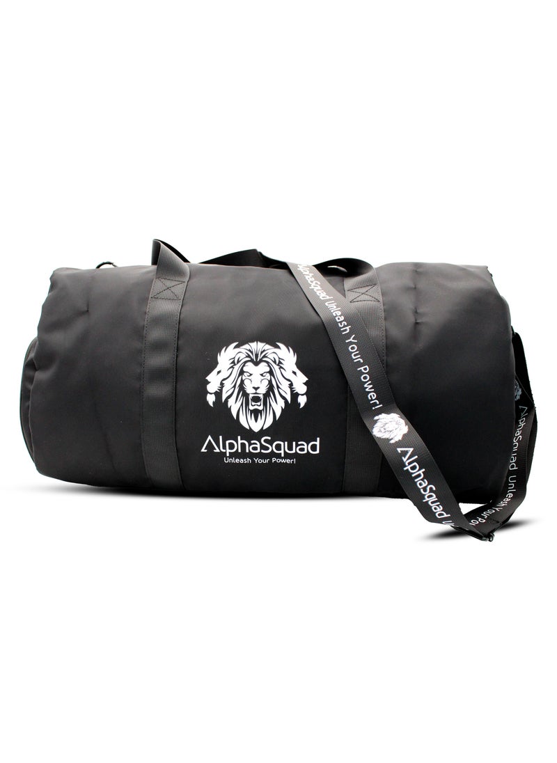 AlphaSquad AlphaSquad Premium Sports Bag with Shoes Compartment, Gym Bag with Waterproof Pocket for Towels, Travel Duffel Bag for Men and Women, Black  - Image 1