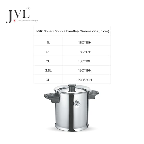 JVL Stainless Steel Double Wall Milk Boiler Storage with Double Bakelite Handle (1 Litre) - Image 5