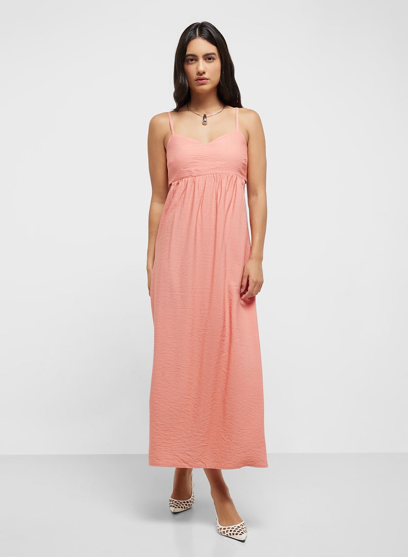 MANGO Coral Empire Maxi Dress  - Image 4