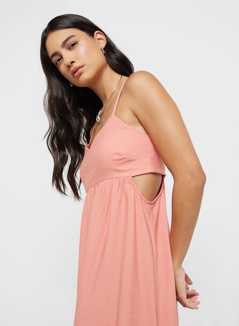 MANGO Coral Empire Maxi Dress  - Image 3