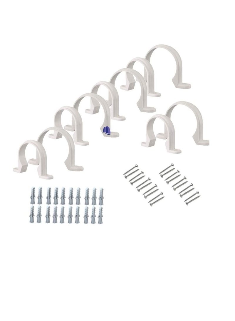 PVC White U Clamps Fastener Hanger Pipe Clamps Clip with Screw for Conduit Pipe Fixing Bracket and Support Water Pipe and Gas Pipe 10 Pcs (1.1/4 Inch) - Image 1