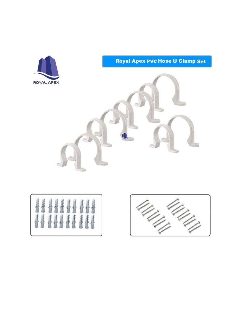 PVC White U Clamps Fastener Hanger Pipe Clamps Clip with Screw for Conduit Pipe Fixing Bracket and Support Water Pipe and Gas Pipe 10 Pcs (1.1/4 Inch) - Image 2