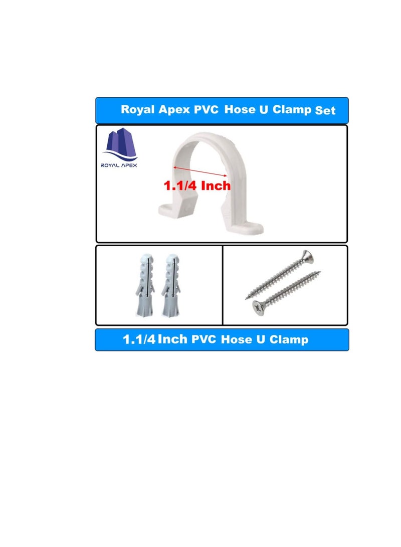 PVC White U Clamps Fastener Hanger Pipe Clamps Clip with Screw for Conduit Pipe Fixing Bracket and Support Water Pipe and Gas Pipe 10 Pcs (1.1/4 Inch) - Image 3