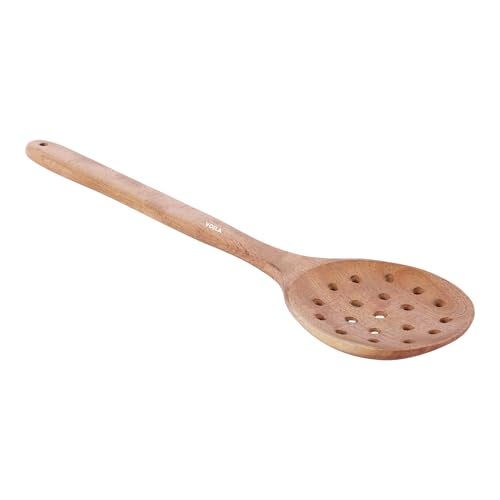 VOILA Neem Wood Slotted Spatula, Ideal for Frying Poori, Bhature etc, Kitchen Utensil for Home, Restaurant, Scratch-Proof, Cookware Safe - Image 1