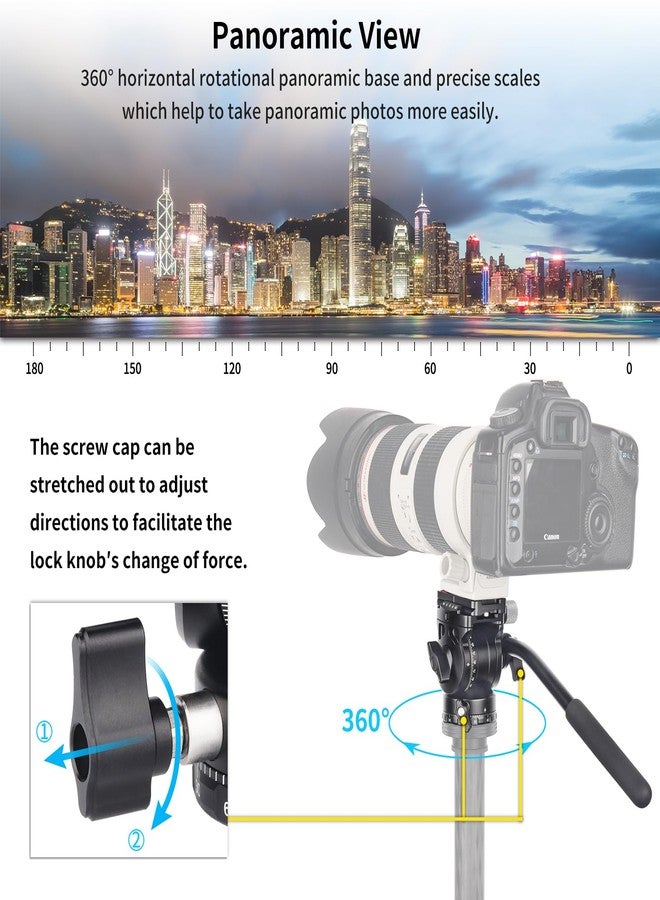 INNOREL F20 Fluid Head,Tripod Pan Tilting Head Mini Pan Metal Camera Video Tripod Head with 2 Arca Swiss Quick Release Plates, Handle, Magic Arm & Phone Clip for Video DSLR Cameras, Max Load 5kg/11lb - Image 5