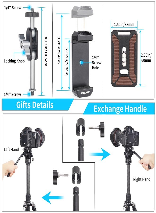 INNOREL F20 Fluid Head,Tripod Pan Tilting Head Mini Pan Metal Camera Video Tripod Head with 2 Arca Swiss Quick Release Plates, Handle, Magic Arm & Phone Clip for Video DSLR Cameras, Max Load 5kg/11lb - Image 4