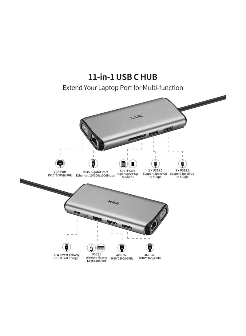 SSK قاعدة شحن USB C ثلاثية العرض 11 في 1 - Image 2