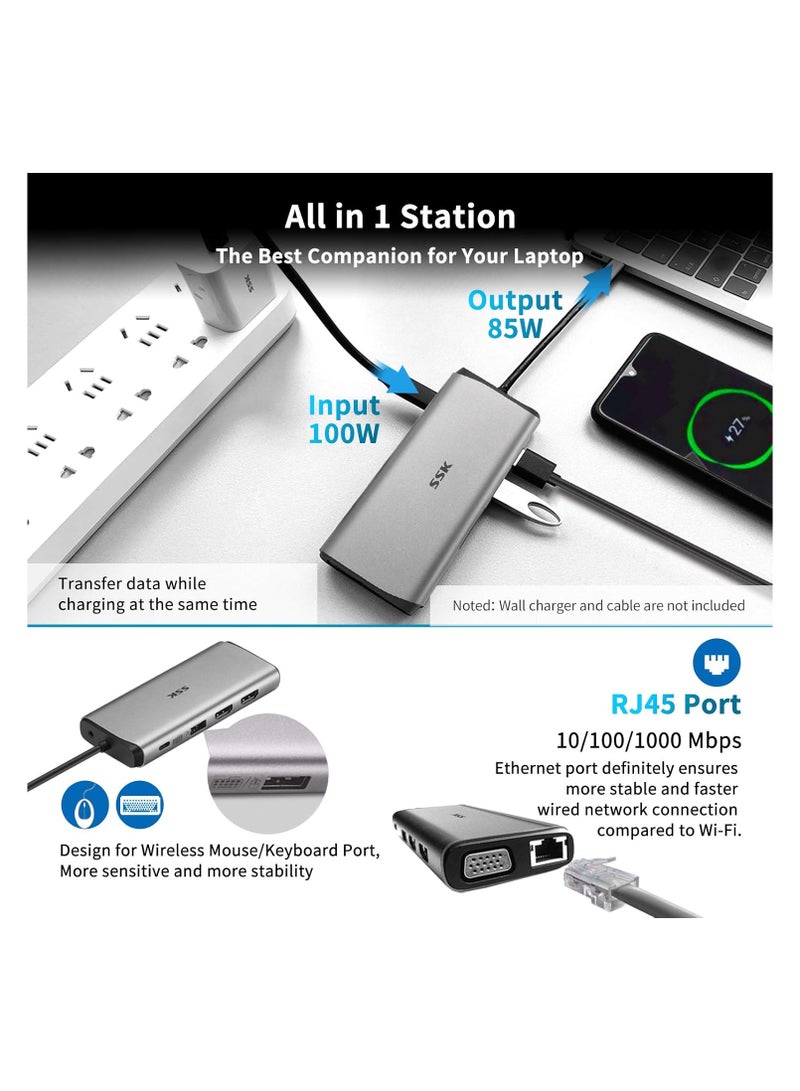 SSK قاعدة شحن USB C ثلاثية العرض 11 في 1 - Image 4