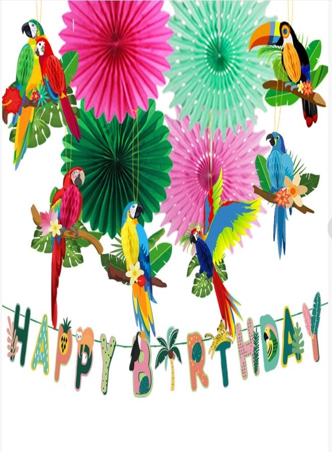 BlingRoKi Tropical Birds Honeycomb Paper Cutouts,10pcs Rio Luau Party Hanging Decorations Rainforest Hanging Paper Birds Hawaiian Summer Parrot Honeycomb Cutouts - Image 1