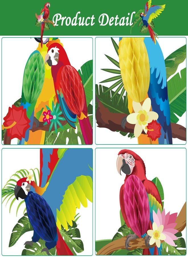BlingRoKi Tropical Birds Honeycomb Paper Cutouts,10pcs Rio Luau Party Hanging Decorations Rainforest Hanging Paper Birds Hawaiian Summer Parrot Honeycomb Cutouts - Image 2