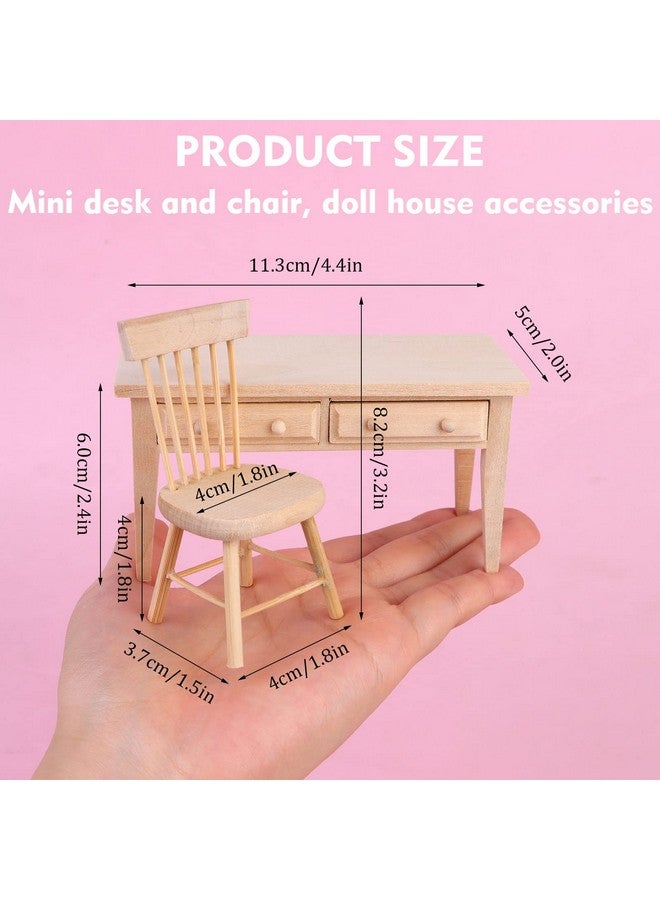 Haomian Wooden Dollhouse Furniture Mini Dollhouse Furniture of Table & Chair Miniature Living Room Kids Play Toy for Photo Props 1/12 Scale - Image 2