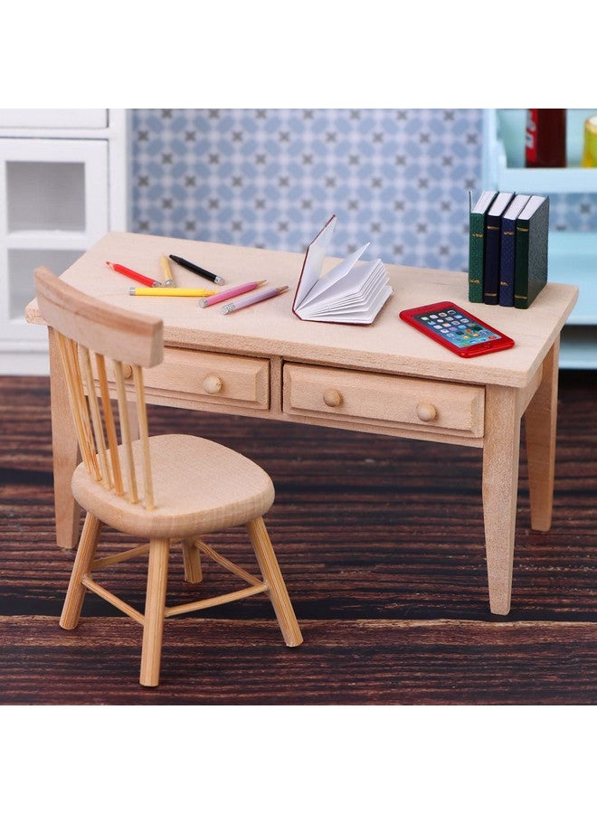 Haomian Wooden Dollhouse Furniture Mini Dollhouse Furniture of Table & Chair Miniature Living Room Kids Play Toy for Photo Props 1/12 Scale - Image 4