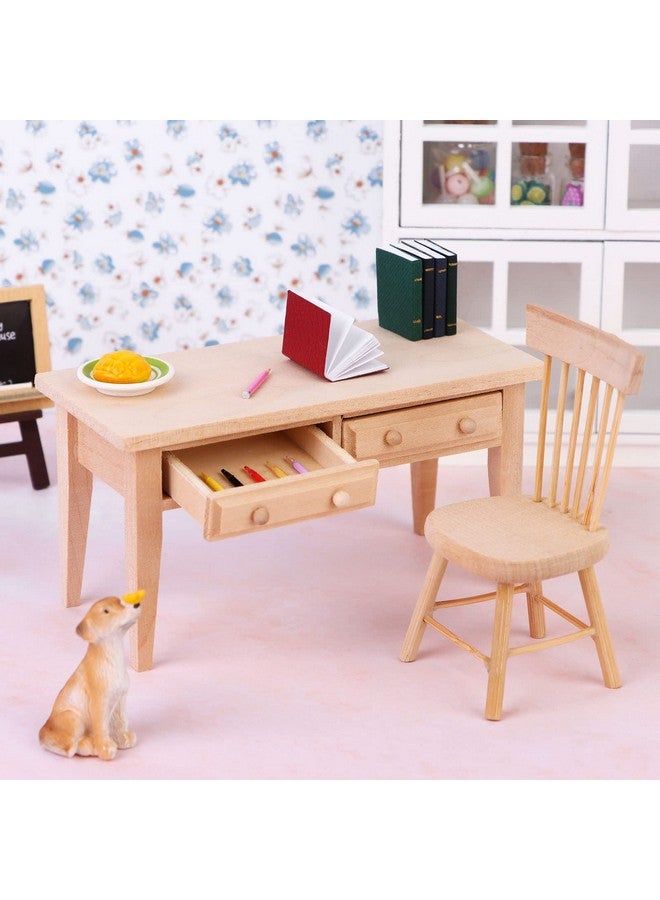Haomian Wooden Dollhouse Furniture Mini Dollhouse Furniture of Table & Chair Miniature Living Room Kids Play Toy for Photo Props 1/12 Scale - Image 3