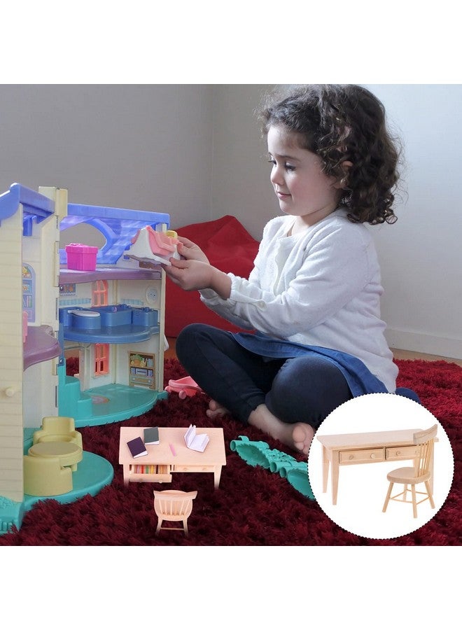 Haomian Wooden Dollhouse Furniture Mini Dollhouse Furniture of Table & Chair Miniature Living Room Kids Play Toy for Photo Props 1/12 Scale - Image 5