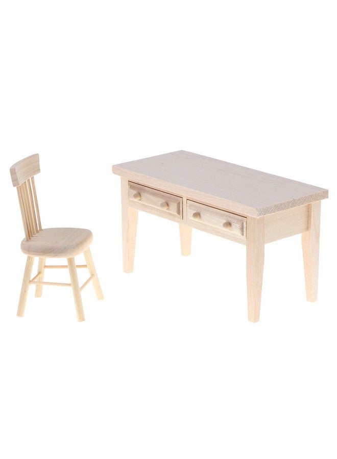 Haomian Wooden Dollhouse Furniture Mini Dollhouse Furniture of Table & Chair Miniature Living Room Kids Play Toy for Photo Props 1/12 Scale - Image 1