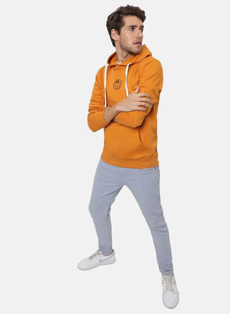 Campus Sutra Men's Mustard Yellow Not In The Mood Hoodie