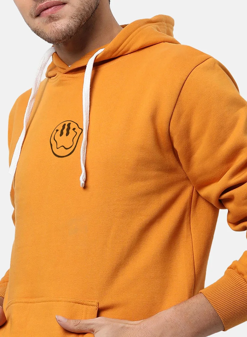 Campus Sutra Men's Mustard Yellow Not In The Mood Hoodie
