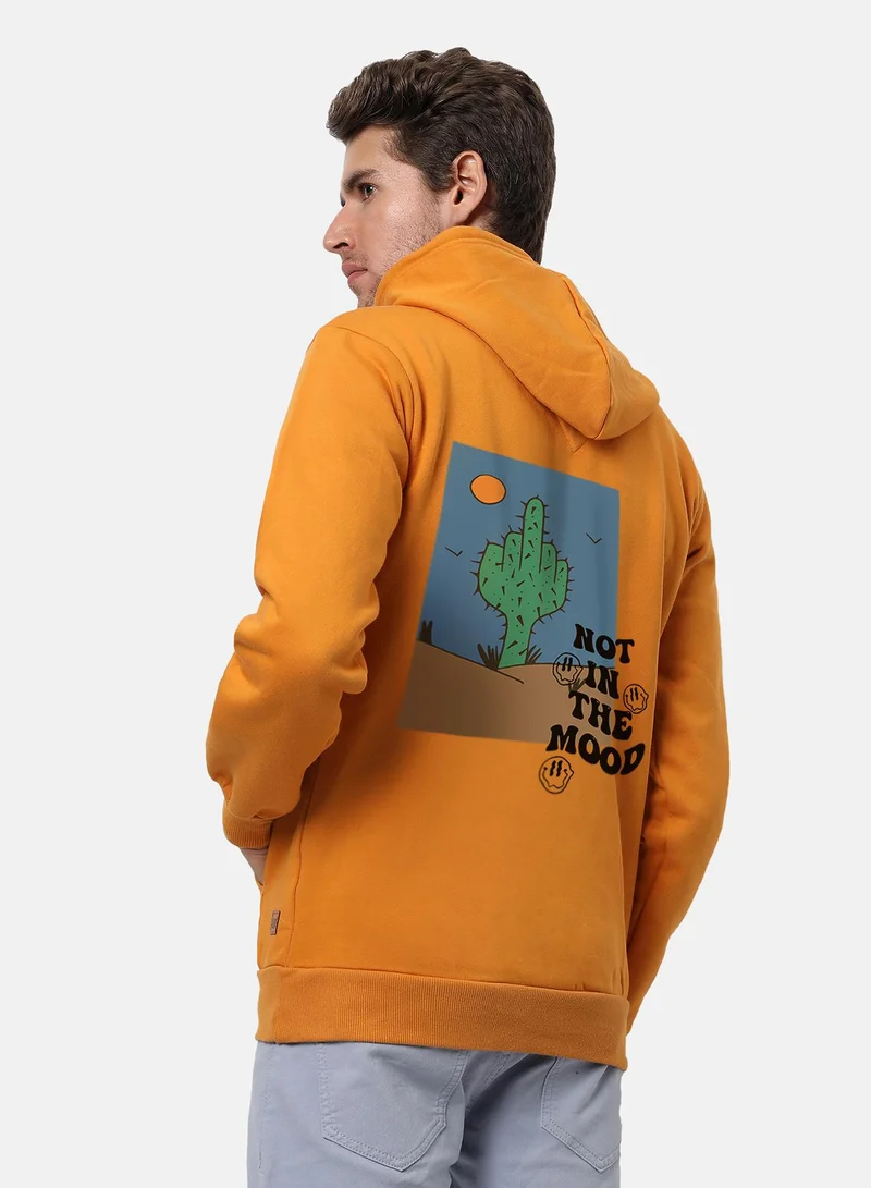 Campus Sutra Men's Mustard Yellow Not In The Mood Hoodie