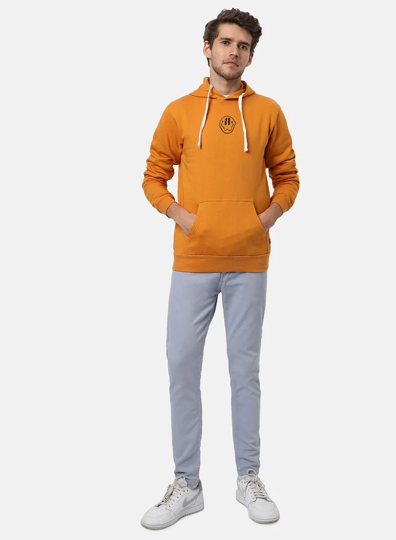 Campus Sutra Men's Mustard Yellow Not In The Mood Hoodie