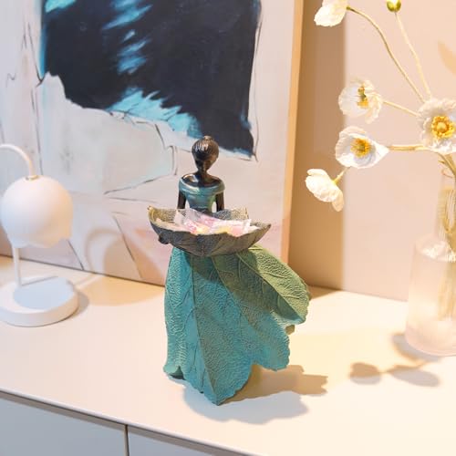 DiliComing Fairy Garden Statue Bird Feeder - 12 Inch Fairy Statue for Home Decoration, Resin Outdoor Statues for Garden Decoration, Best Bird Feeder Garden Gift for Women (Green) - Image 4